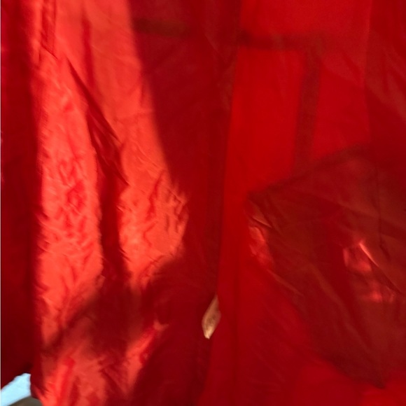 Samuel Dong Red Bubble Hem Trench Coat Size L - Picture 15 of 16